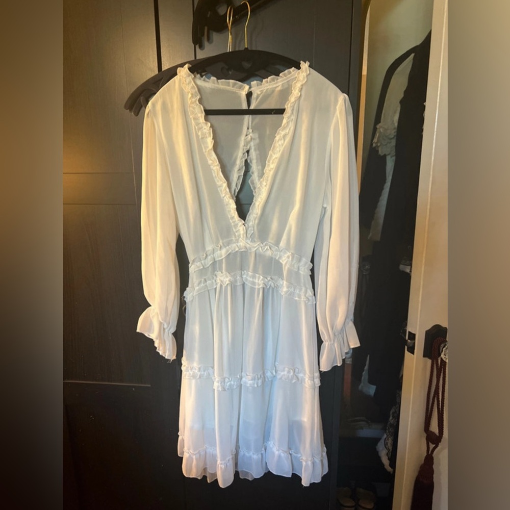 Elegant White Ruffle Dress